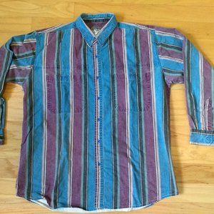 Wrangler Mens XL Blue Purple Striped Western shirt